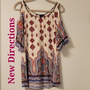 ❣️HP❣️ New Directions cold shoulder dress with pretty design sz: M